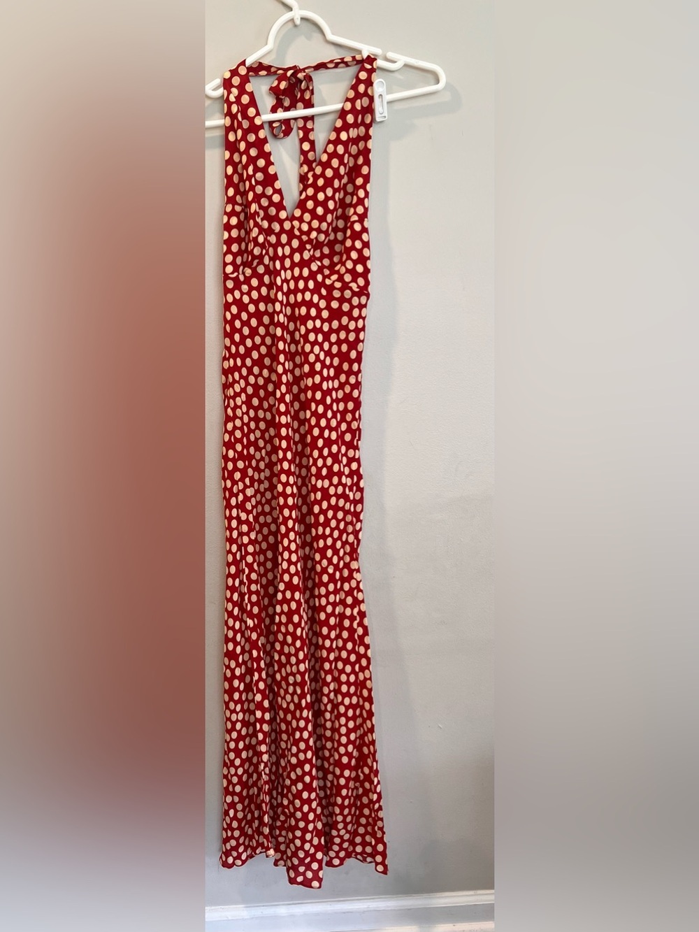 Realisation Par Simone Halter Strap Tie 100% Silk Polka Dot Maxi Dress Size XS - Picture 2 of 8